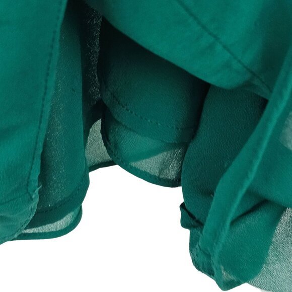 Festive Holiday Christmas Party Y2K Layer Tier Raw Edge Sheer Top Taroo Green SM - Picture 9 of 14
